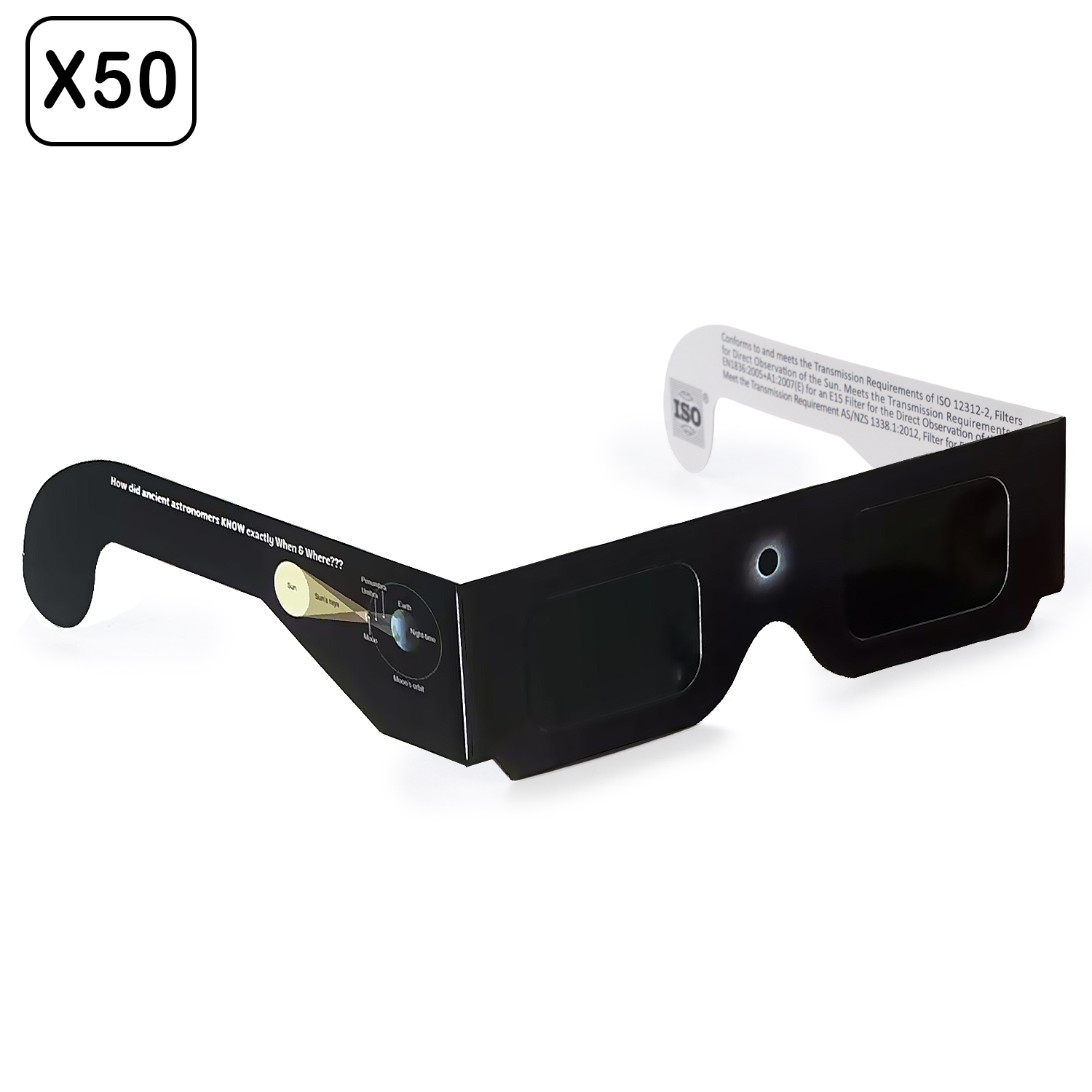 Gafas para ver el eclipse (Paquete de 50 unidades). Diseño eclipse